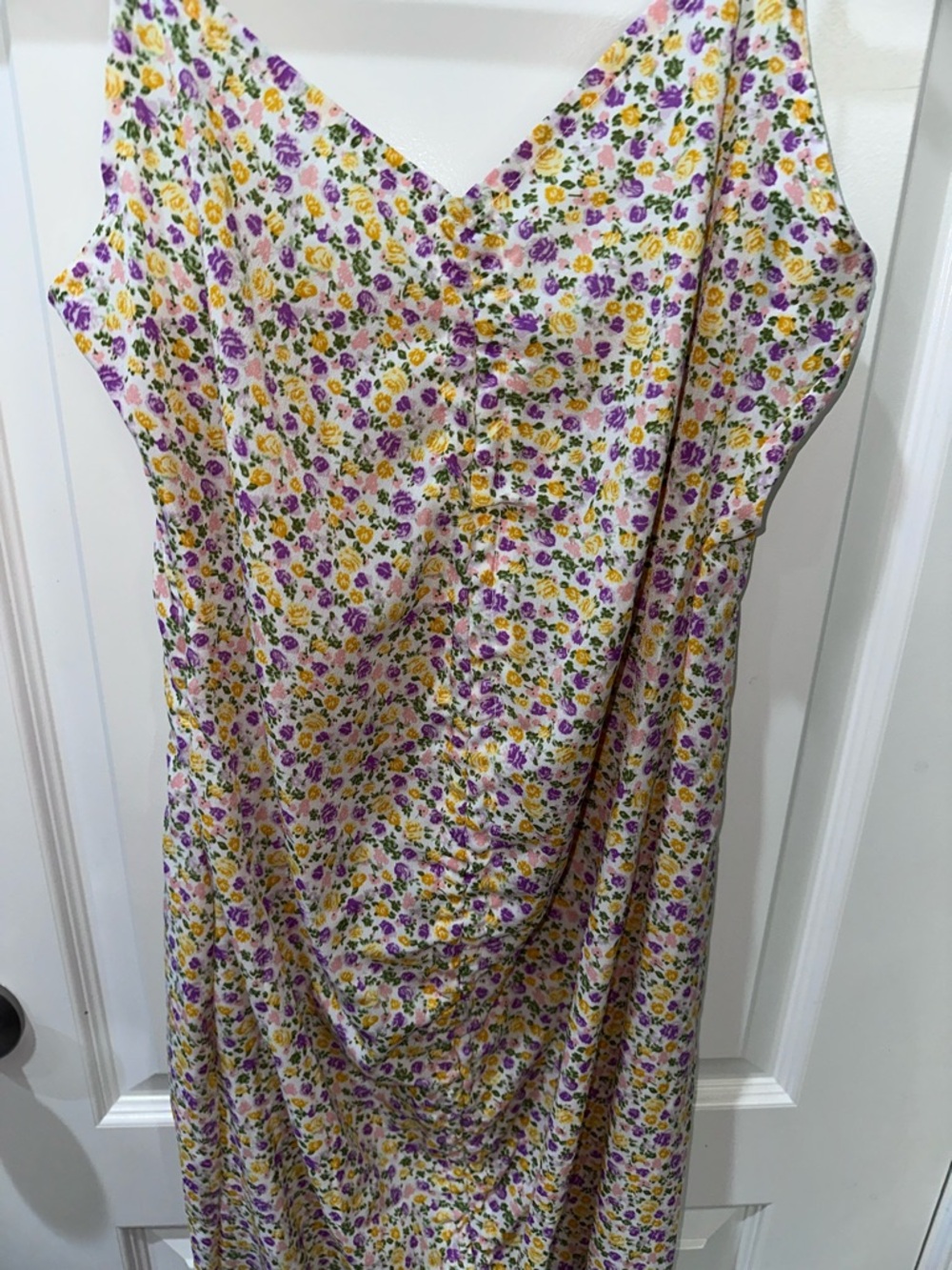 CUPSHE NWT Floral Ruched Midi Dress | Size XL | Cottagecore Garden Party - Picture 5 of 12